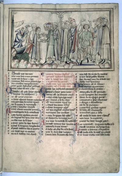 The Anointing and Crowning of Edward the Confessor in 1043, from the Life of St. Edward the Confessor, c.1250-60 by English School